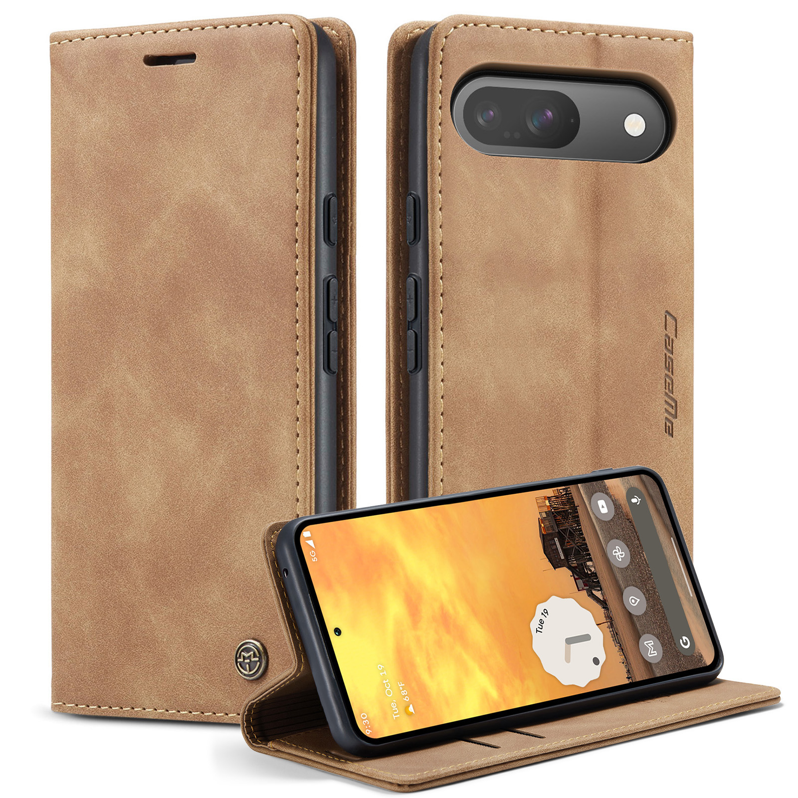 For Google Pixel 10 Pro / 10 / 9 Pro / 9 Wallet Case CASEME 013 Series PU Leather Phone Cover Stand - Brown