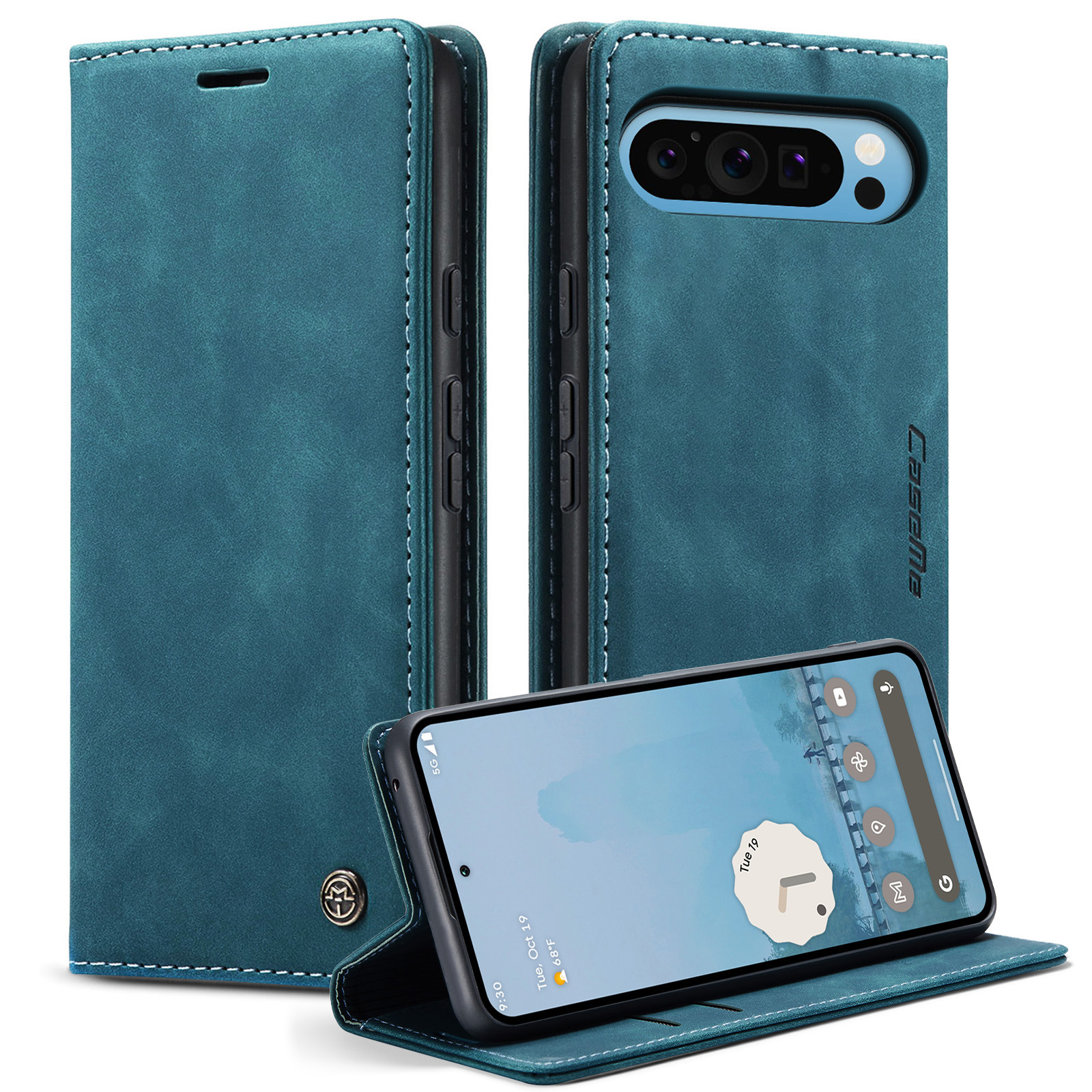 For Google Pixel 10 Pro XL Wallet Case CASEME 013 Series PU Leather Phone Cover Stand - Blue