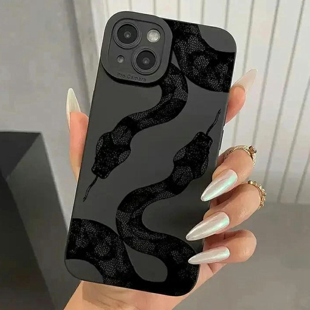 For iPhone 15 Case Snake Pattern TPU Phone Cover