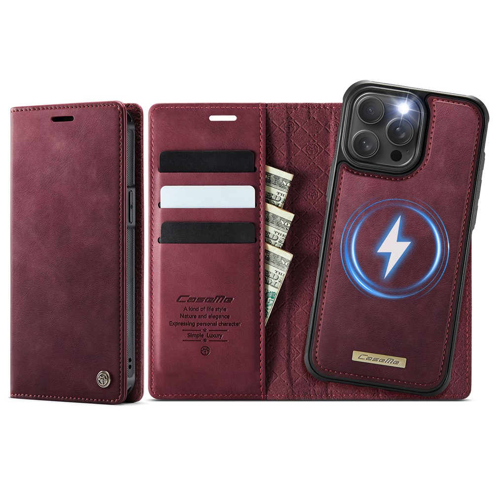 For iPhone 12 Pro Max 6.7 inch Case CASEME C49  Compatible with MagSafe RFID Blocking Detachable Wallet Leather Phone Cover - Red