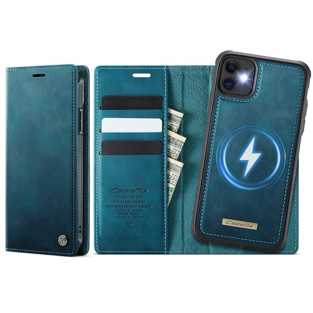 For iPhone 11 Case CASEME C49  Compatible with MagSafe RFID Blocking Detachable Wallet Leather Phone Cover - Green