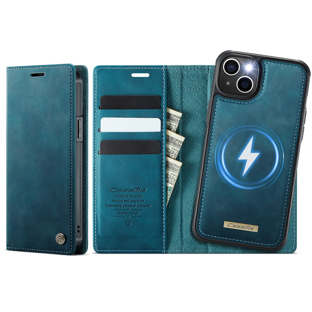 For iPhone 13 6.1 inch Case CASEME C49  Compatible with MagSafe RFID Blocking Detachable Wallet Leather Phone Cover - Green