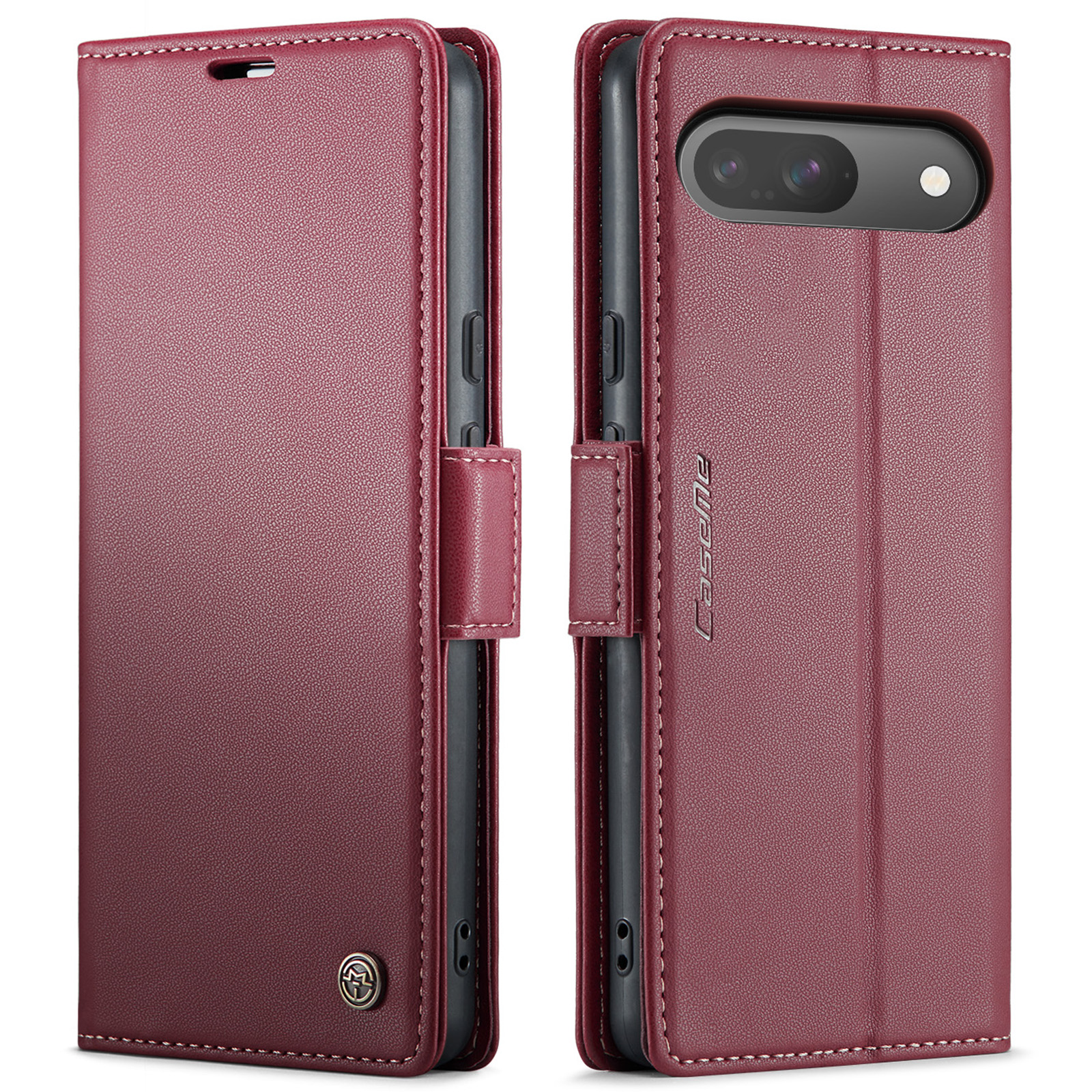 For Google Pixel 10 Pro / 10 / 9 Pro / 9 Case CASEME 023 Series RFID Blocking Leather Wallet Stand Phone Cover - Red