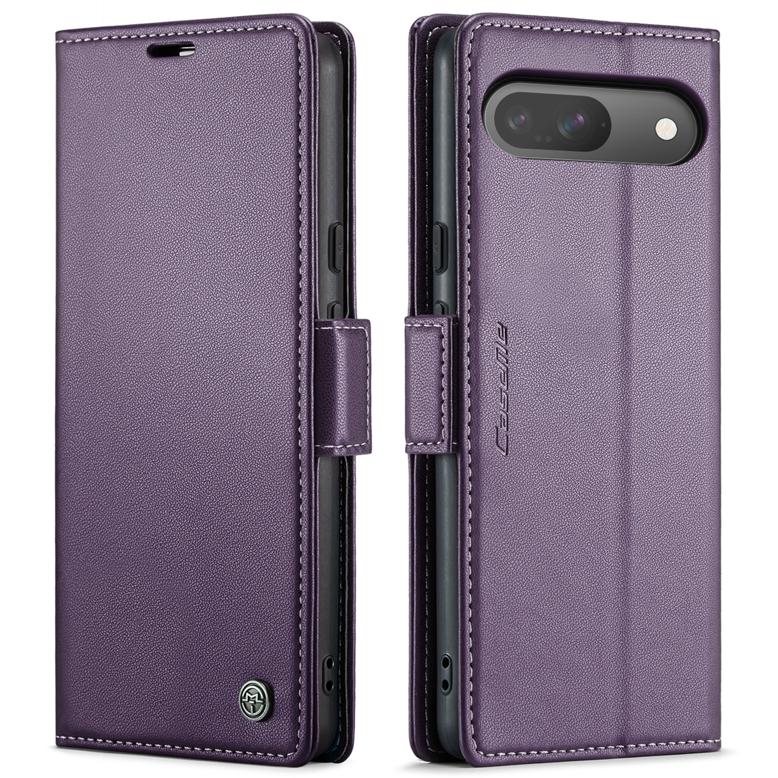 For Google Pixel 10 Pro / 10 / 9 Pro / 9 Case CASEME 023 Series RFID Blocking Leather Wallet Stand Phone Cover - Purple