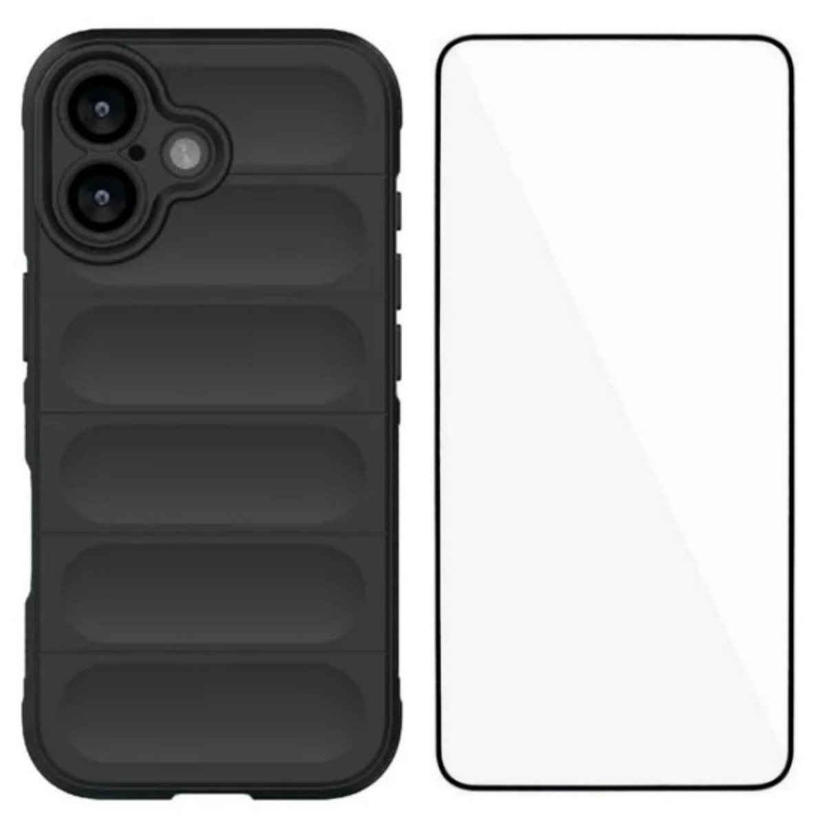 For iPhone 17 TPU Case WANLONFENG HD Series Anti Slip Phone Cover with Tempered Glass - Black