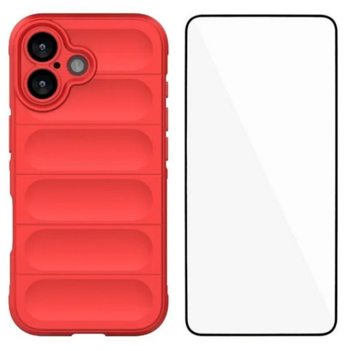 For iPhone 17 TPU Case WANLONFENG HD Series Anti Slip Phone Cover with Tempered Glass - Red
