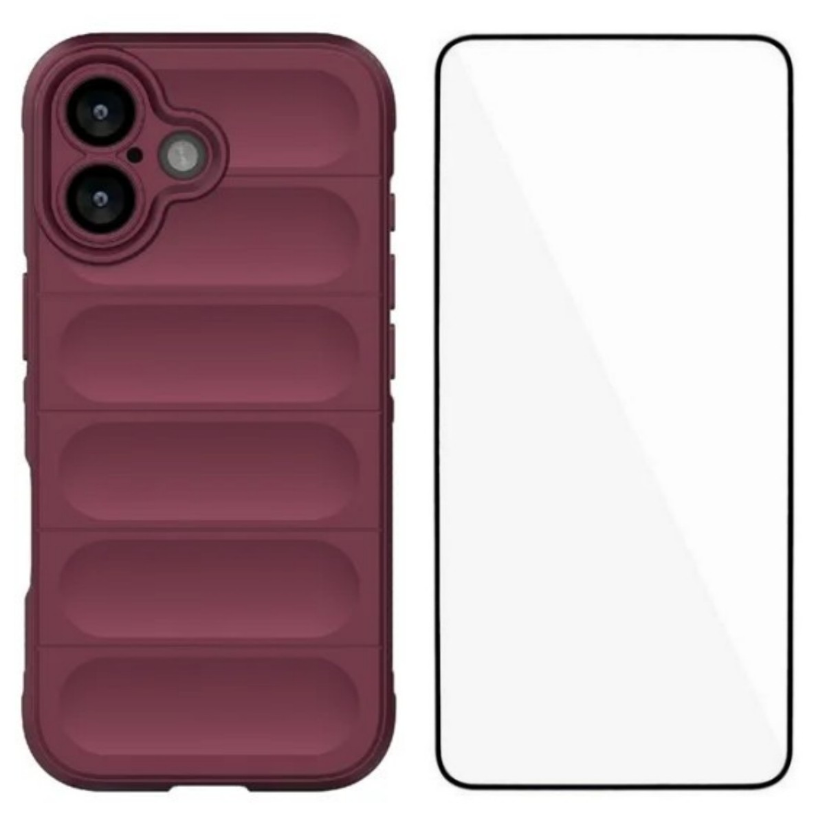 For iPhone 17 TPU Case WANLONFENG HD Series Anti Slip Phone Cover with Tempered Glass - Wine Red