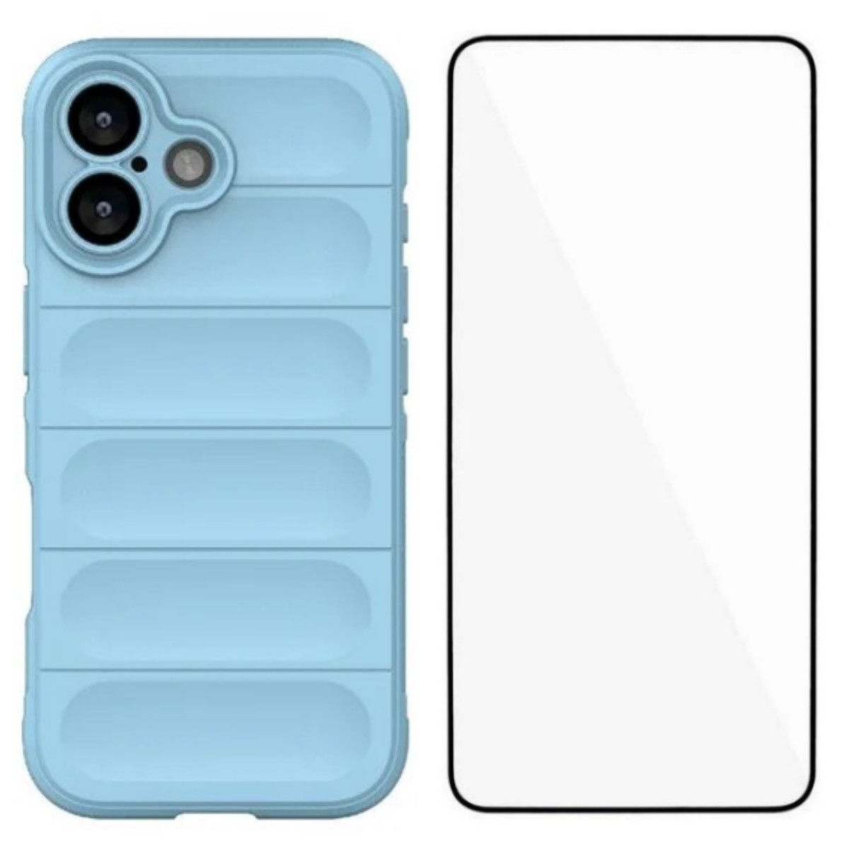 For iPhone 17 TPU Case WANLONFENG HD Series Anti Slip Phone Cover with Tempered Glass - Baby Blue