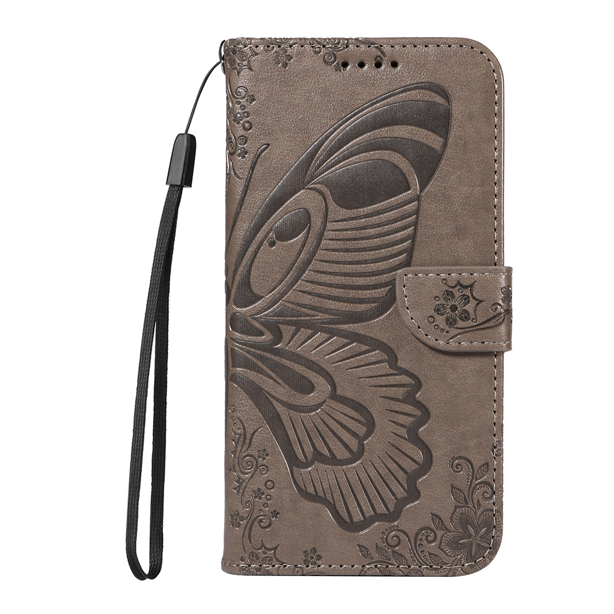 For iPhone 17 Pro Max Case Butterfly Pattern PU Leather Folio Flip Phone Cover - Grey