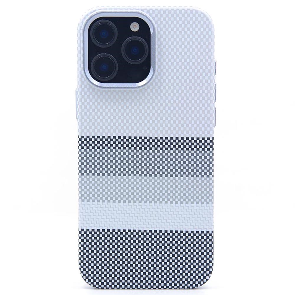For iPhone 16 Pro Max Magnetic Case Carbon Fiber Texture Water Transfer PC Phone Cover - Carbon Fiber Grey