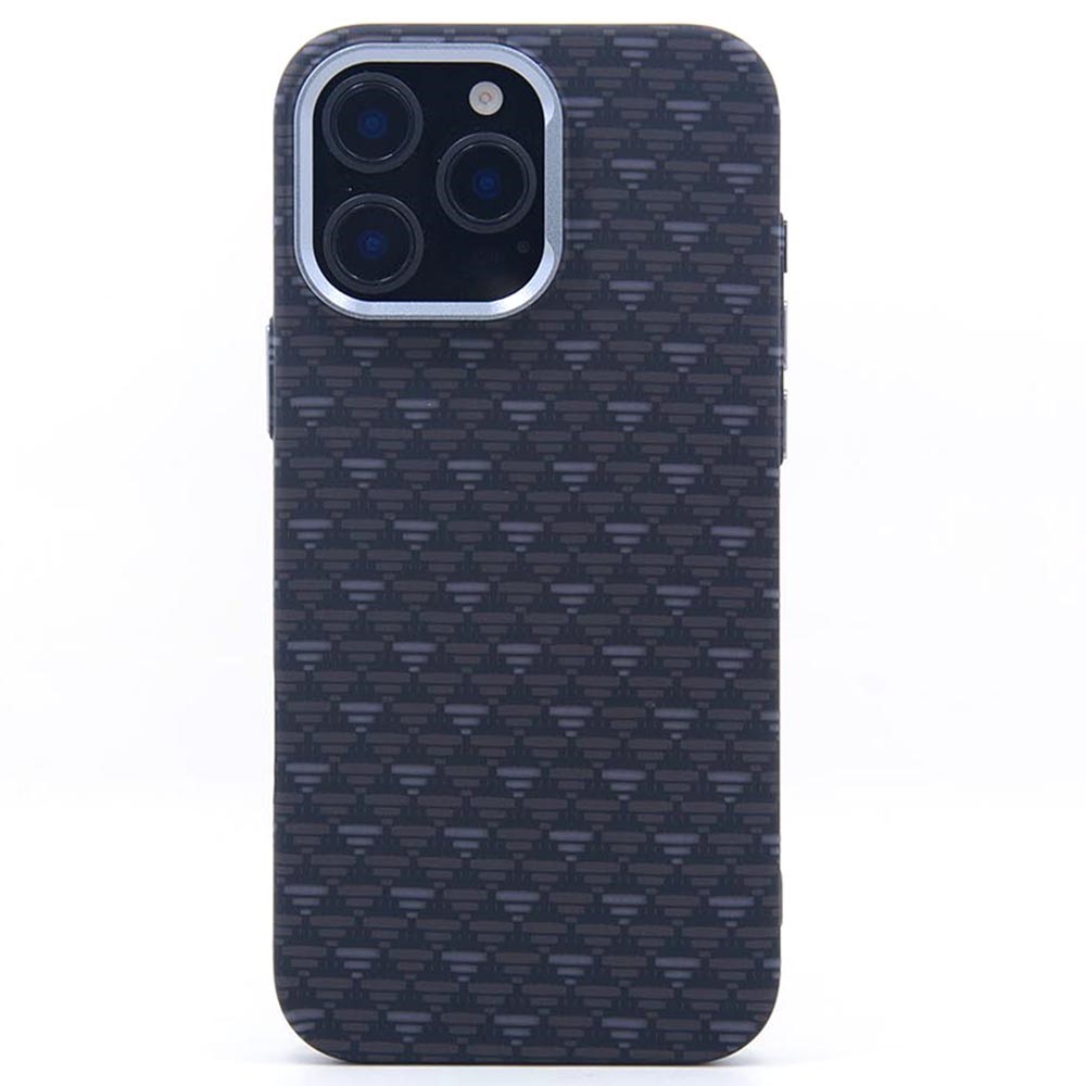 For iPhone 16 Pro Magnetic Case Carbon Fiber Texture Water Transfer PC Phone Cover - Black Source Pattern
