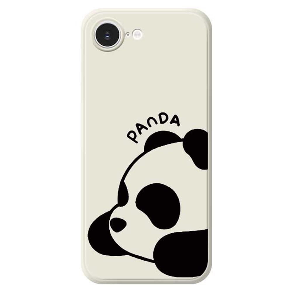 For iPhone 16e Case Cute Panda Pattern Printing Straight Edge TPU Phone Back Cover - Beige