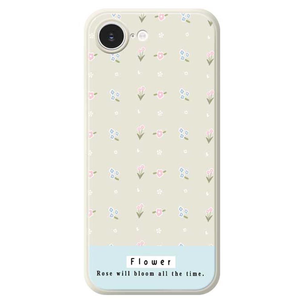 For iPhone 16e Case Cute Flower Pattern Printing Straight Edge TPU Phone Back Cover - Beige