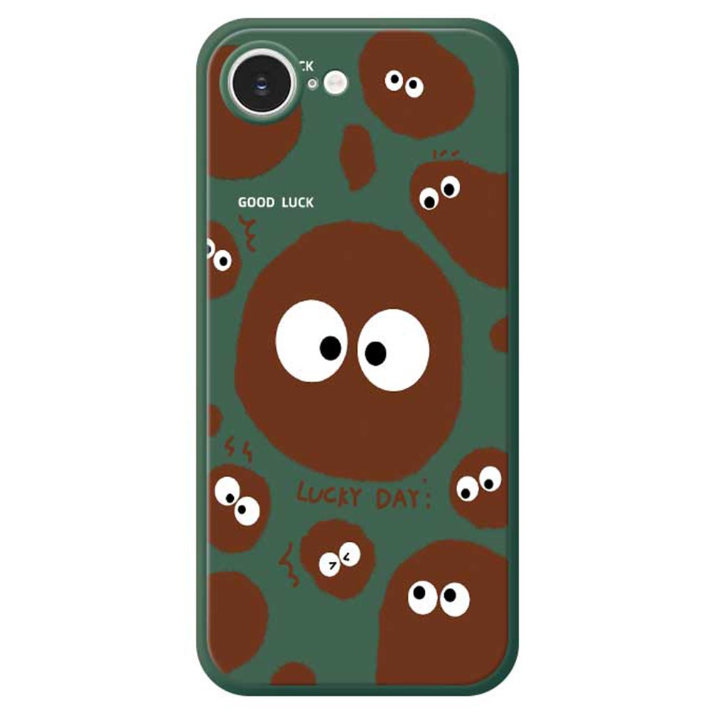 For iPhone 16e Case Funny Big Eyes Doll Pattern Printing Straight Edge TPU Phone Back Cover - Green