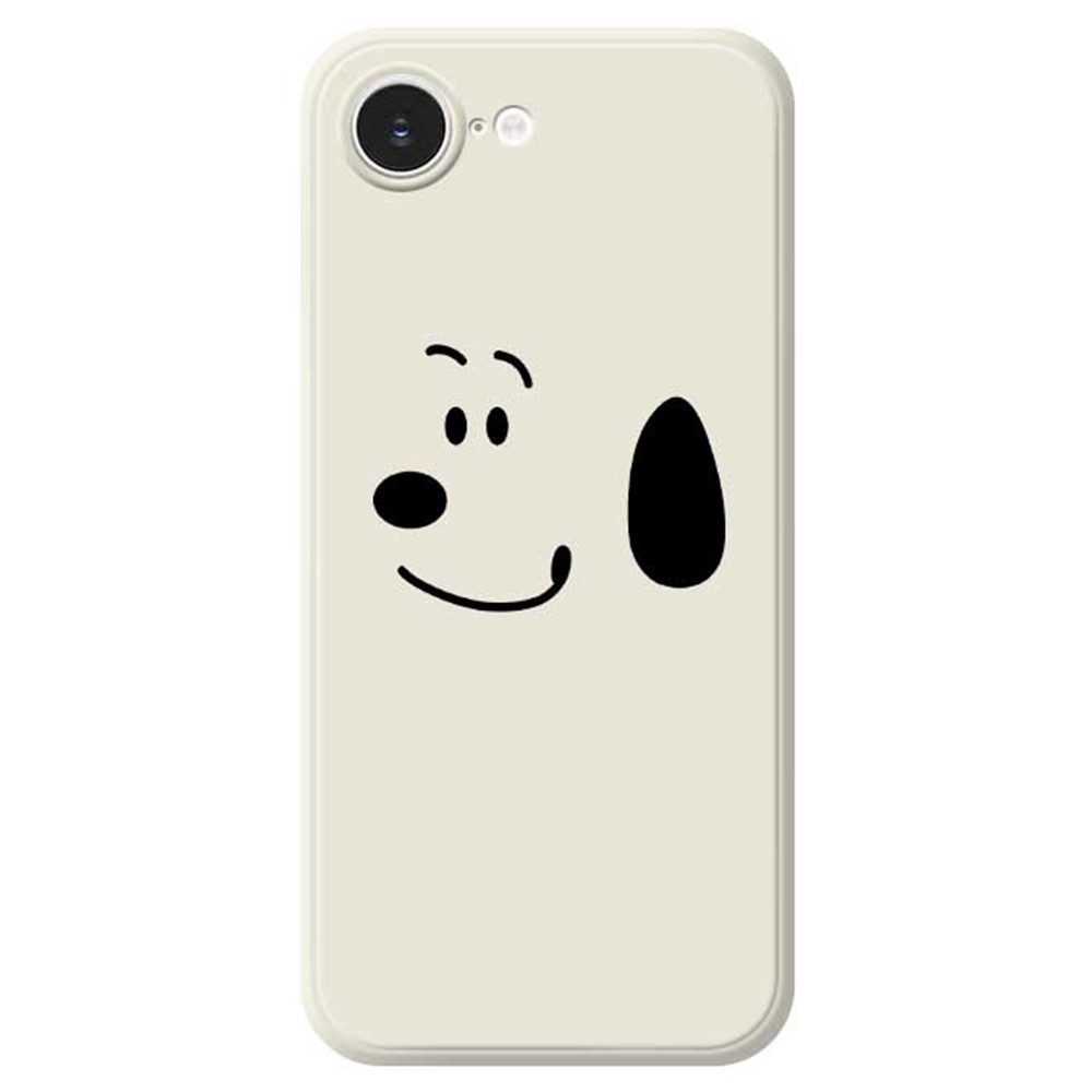 For iPhone 16e Case Simple Dog Pattern Printing Straight Edge TPU Phone Back Cover - Beige