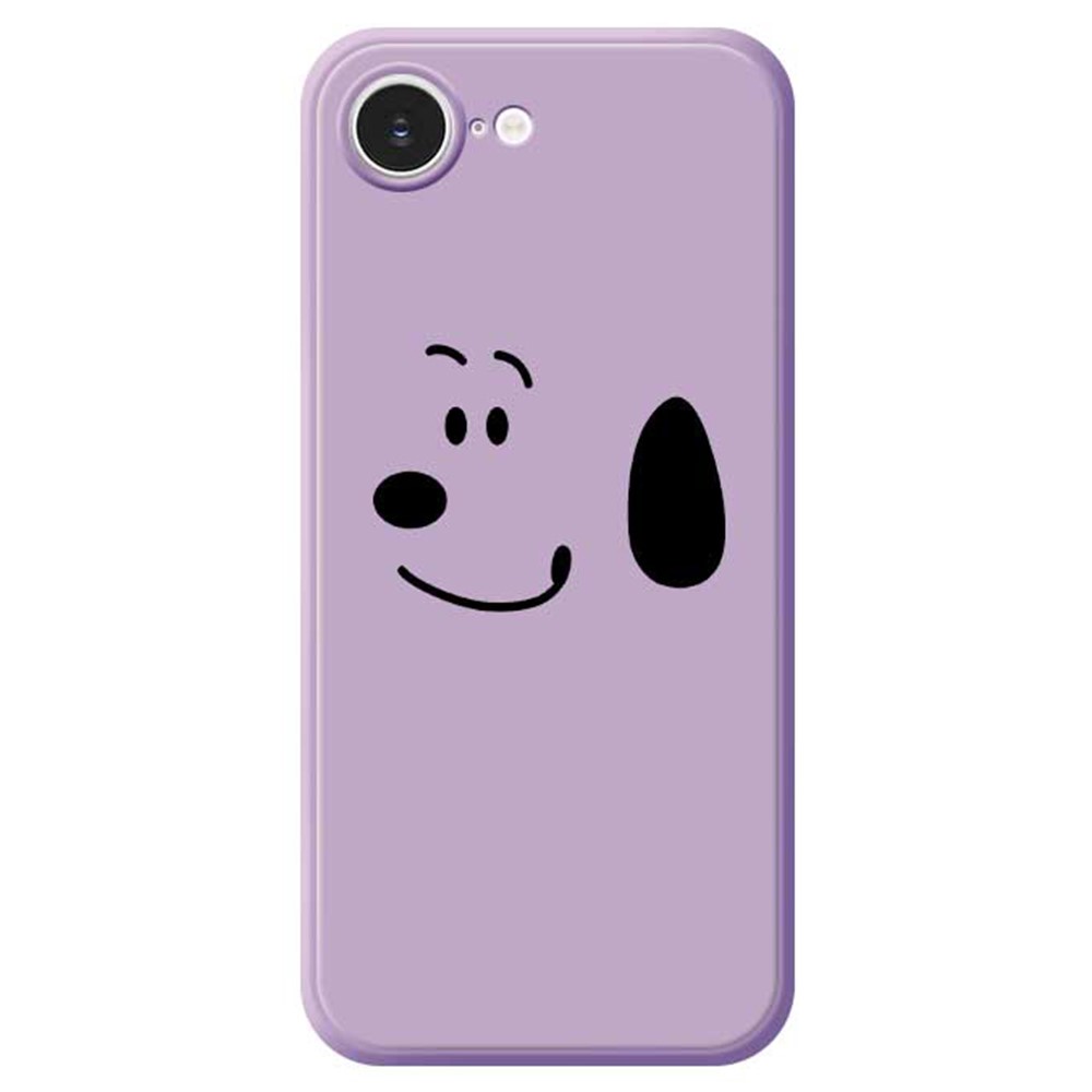 For iPhone 16e Case Simple Dog Pattern Printing Straight Edge TPU Phone Back Cover - Purple