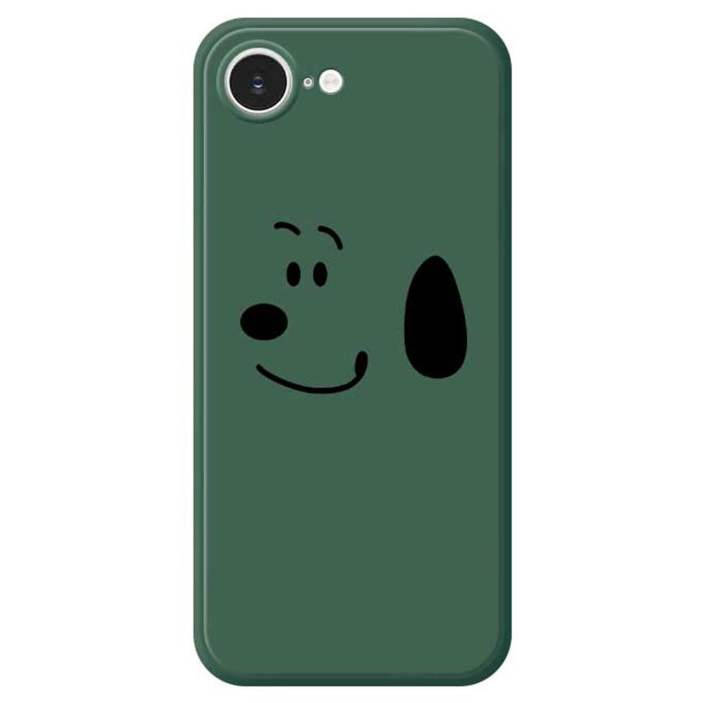 For iPhone 16e Case Simple Dog Pattern Printing Straight Edge TPU Phone Back Cover - Green