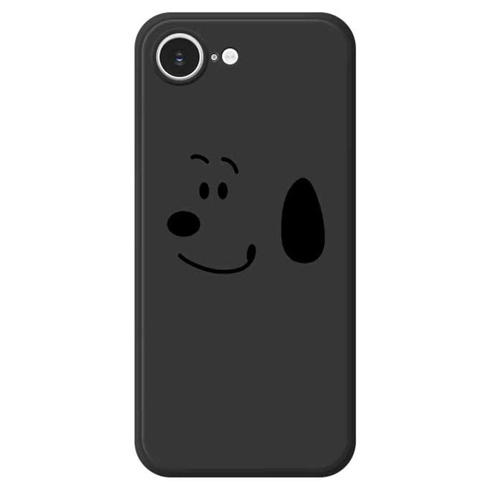 For iPhone 16e Case Simple Dog Pattern Printing Straight Edge TPU Phone Back Cover - Black