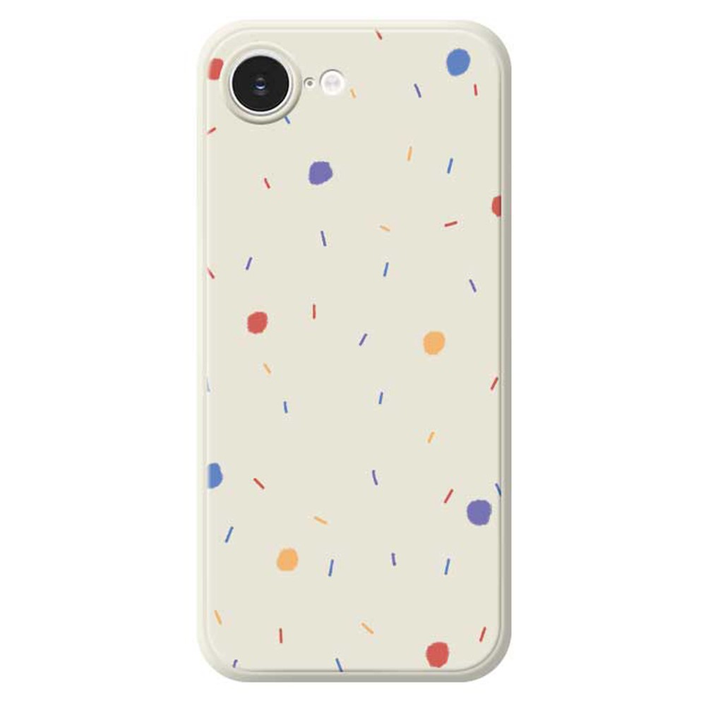 For iPhone 16e Case Colorful Dots Pattern Printing Straight Edge TPU Phone Back Cover - Beige