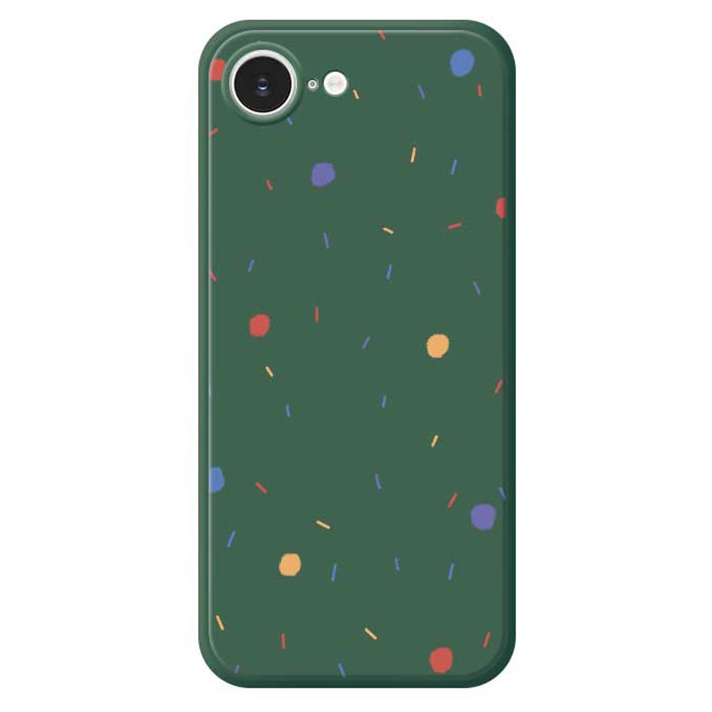 For iPhone 16e Case Colorful Dots Pattern Printing Straight Edge TPU Phone Back Cover - Green
