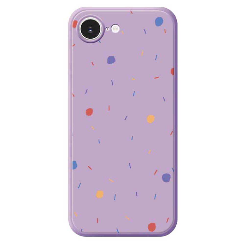 For iPhone 16e Case Colorful Dots Pattern Printing Straight Edge TPU Phone Back Cover - Purple
