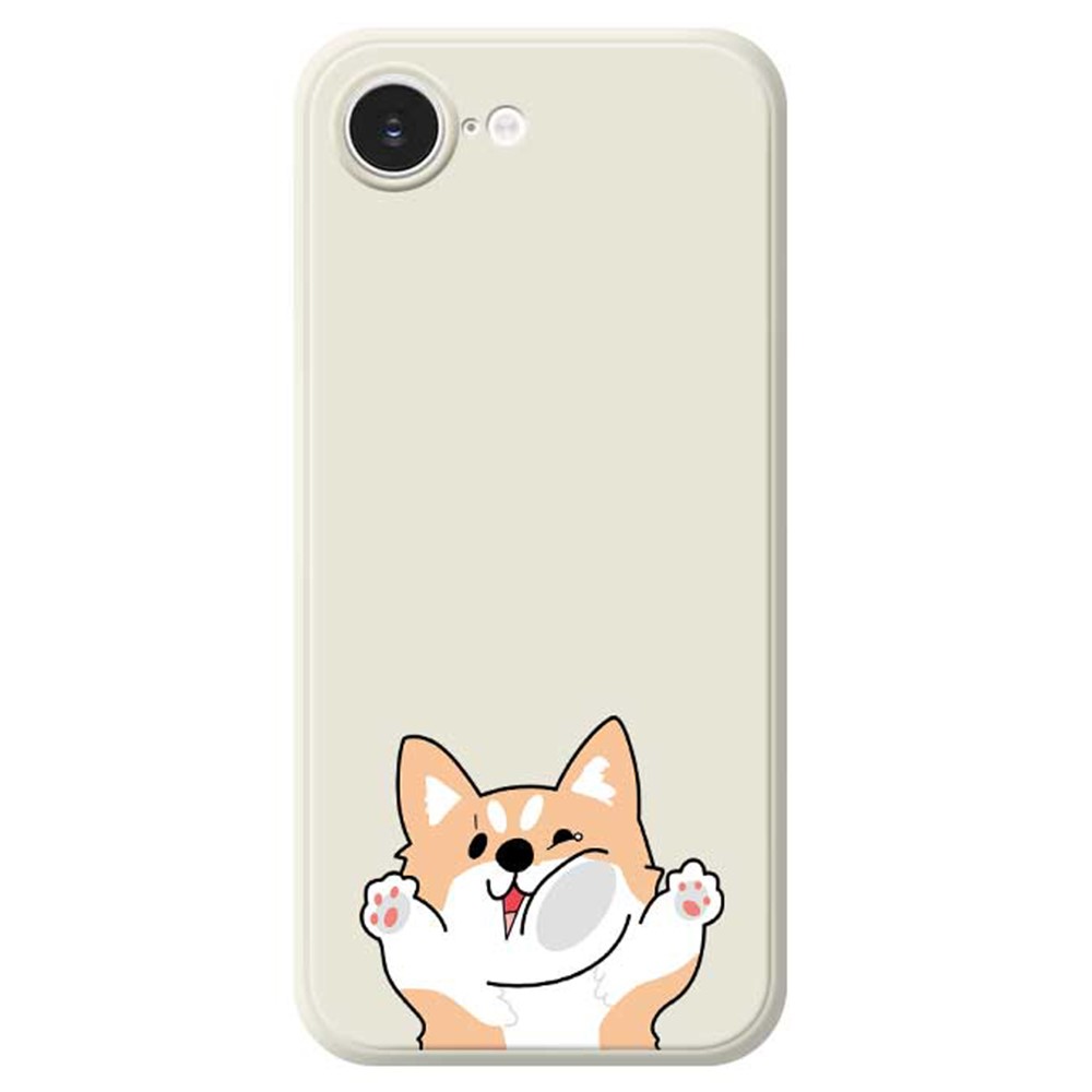 For iPhone 16e Case Cartoon Dog Pattern Printing Straight Edge TPU Phone Back Cover - Beige