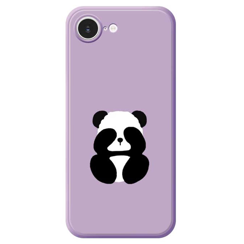 For iPhone 16e Case Blindfolded Panda Pattern Printing Straight Edge TPU Phone Back Cover - Purple