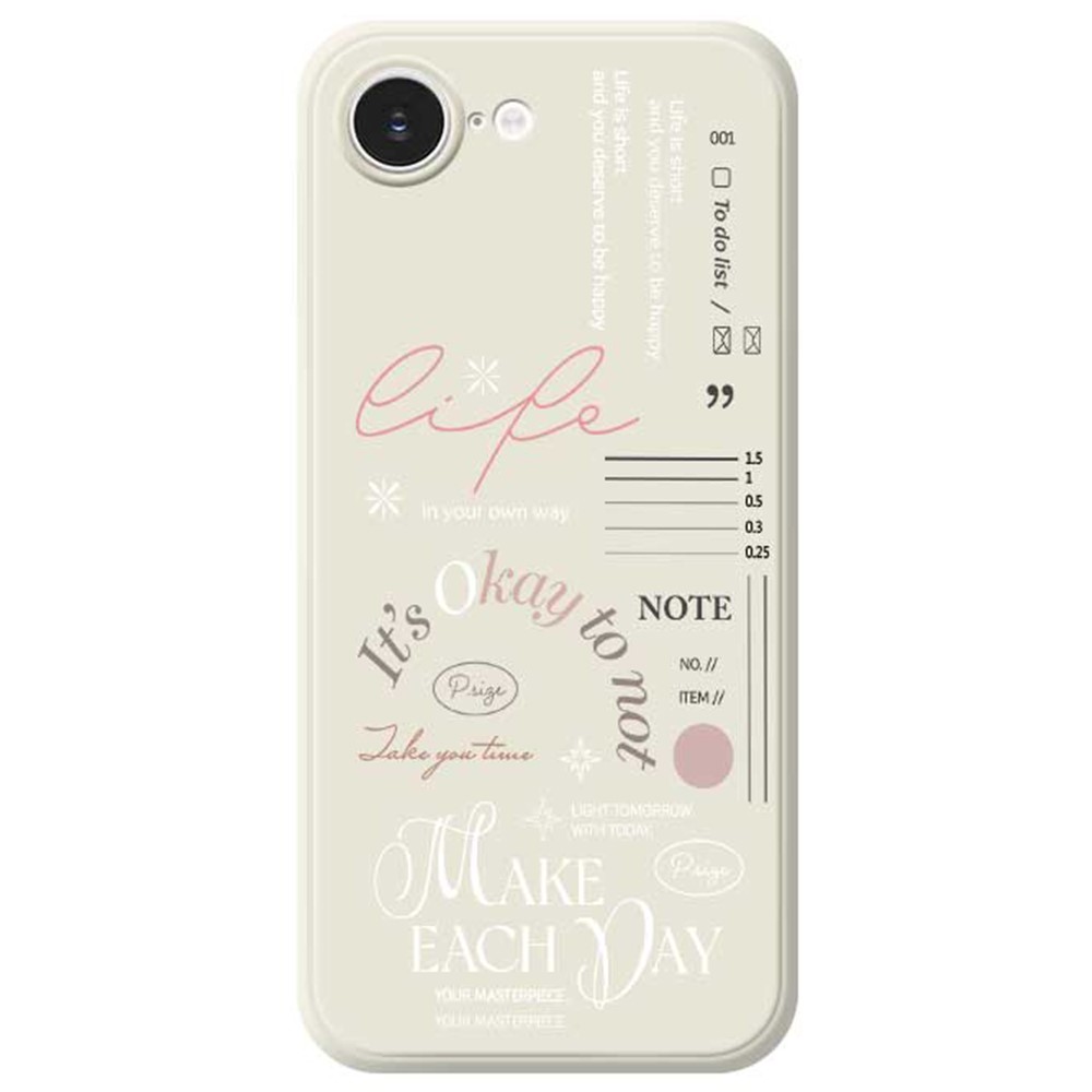 For iPhone 16e Case Make Each Day Pattern Printing Straight Edge TPU Phone Back Cover - Beige