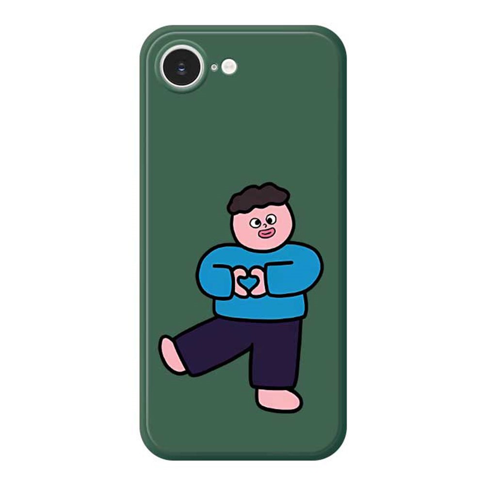 For iPhone 16e Case Love Boy Pattern Printing Straight Edge TPU Phone Back Cover - Green