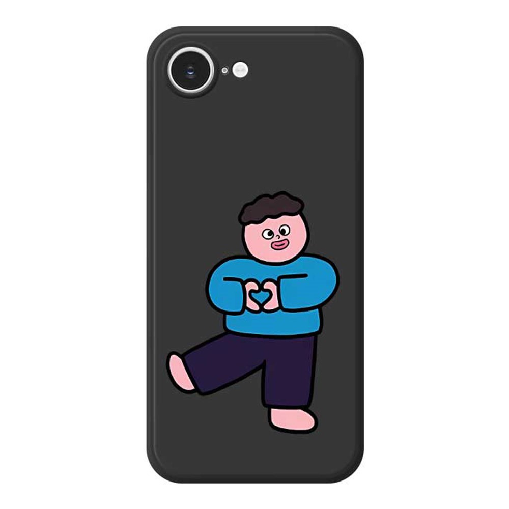 For iPhone 16e Case Love Boy Pattern Printing Straight Edge TPU Phone Back Cover - Black