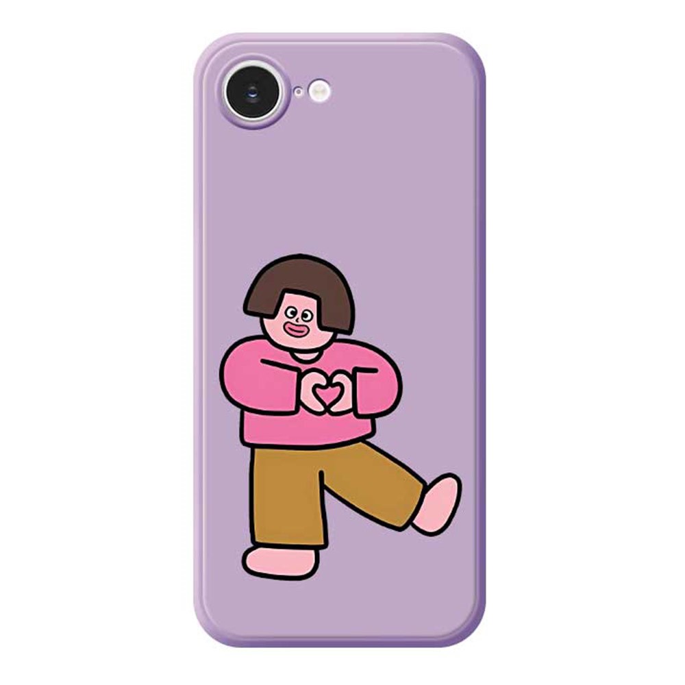 For iPhone 16e Case Love Girl Pattern Printing Straight Edge TPU Phone Back Cover - Purple