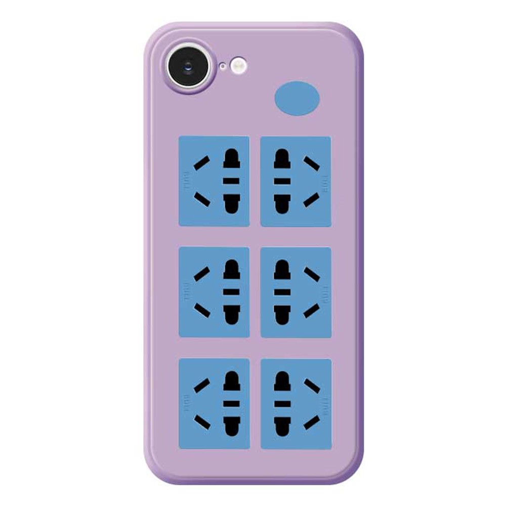 For iPhone 16e Case Socket Pattern Printing Straight Edge TPU Phone Back Cover - Purple