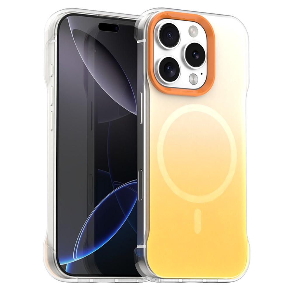 For iPhone 16 Pro Magnetic Case Gradient Design Borderless IMD TPU + PC + PET Phone Cover - Orange