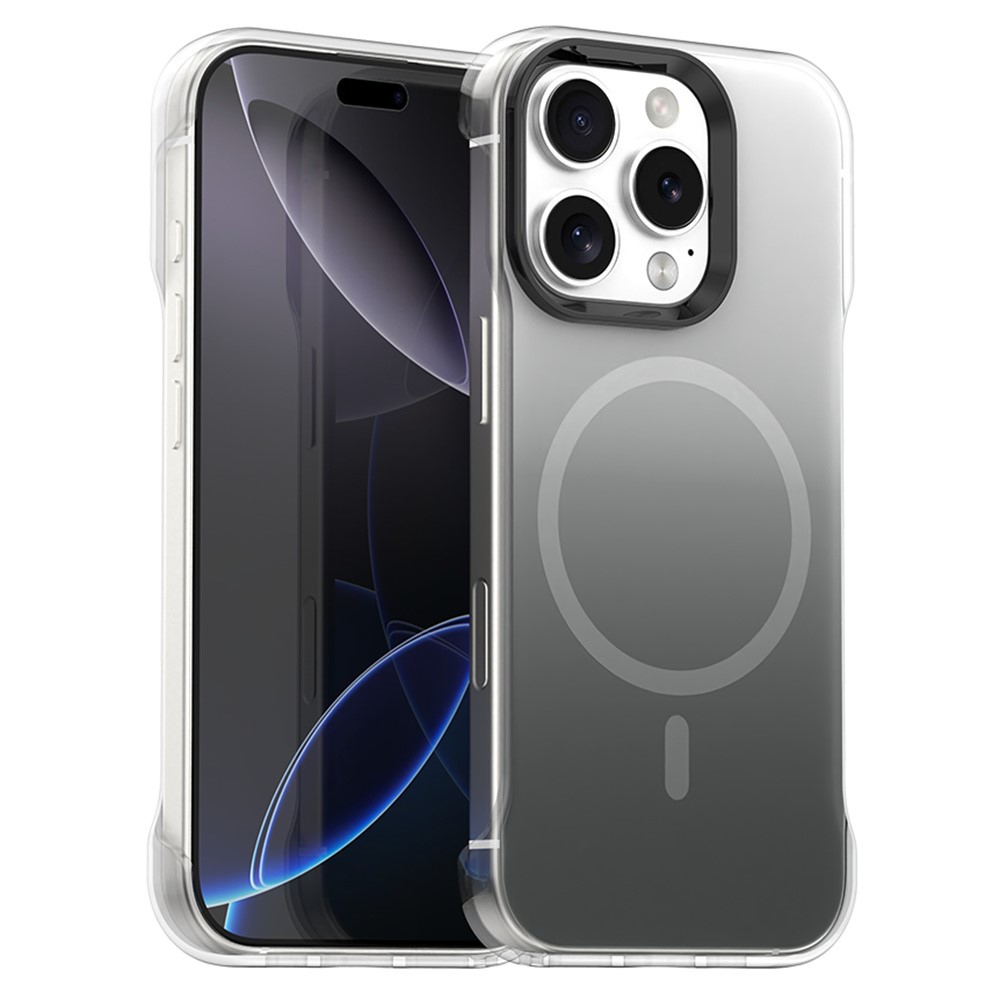 For iPhone 16 Pro Max Magnetic Case Gradient Design Borderless IMD TPU + PC + PET Phone Cover - Black