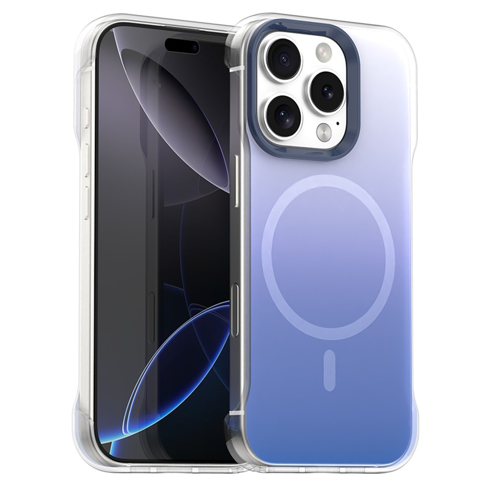 For iPhone 16 Pro Max Magnetic Case Gradient Design Borderless IMD TPU + PC + PET Phone Cover - Blue