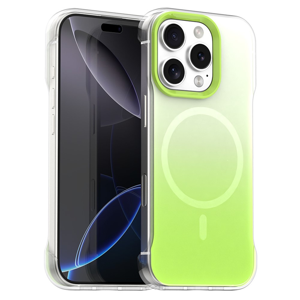 For iPhone 16 Pro Max Magnetic Case Gradient Design Borderless IMD TPU + PC + PET Phone Cover - Green