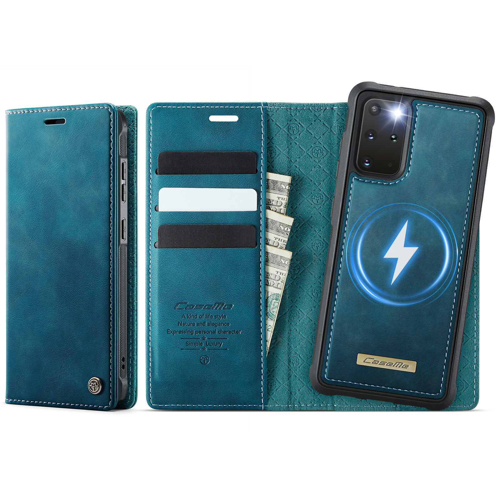 CASEME For Samsung Galaxy S20 Plus 5G Case  C49 Magnetic Case RFID Blocking Detachable Wallet Leather Phone Cover - Green