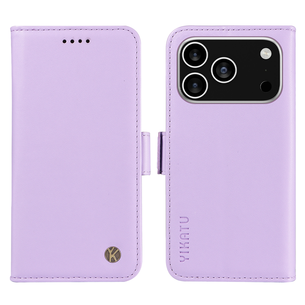 For iPhone 17 Pro Wallet Phone Case YIKATU YK-003 Leather Stand Cover -  Light Purple
