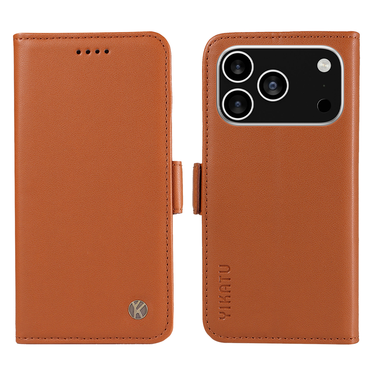 For iPhone 17 Pro Wallet Phone Case YIKATU YK-003 Leather Stand Cover - Brown