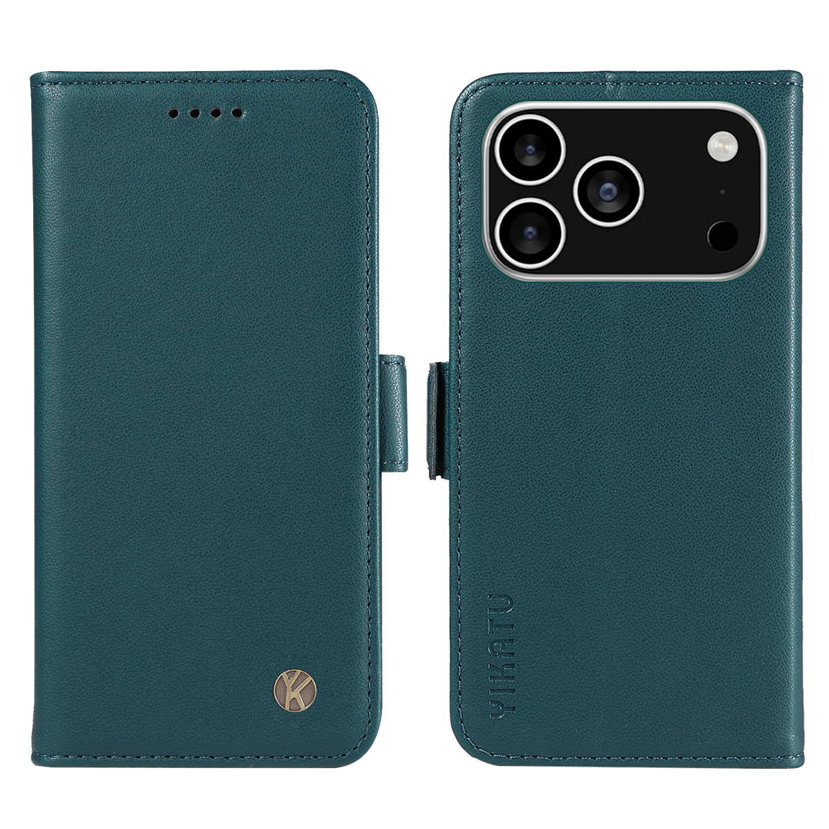 For iPhone 17 Pro Wallet Phone Case YIKATU YK-003 Leather Stand Cover - Green