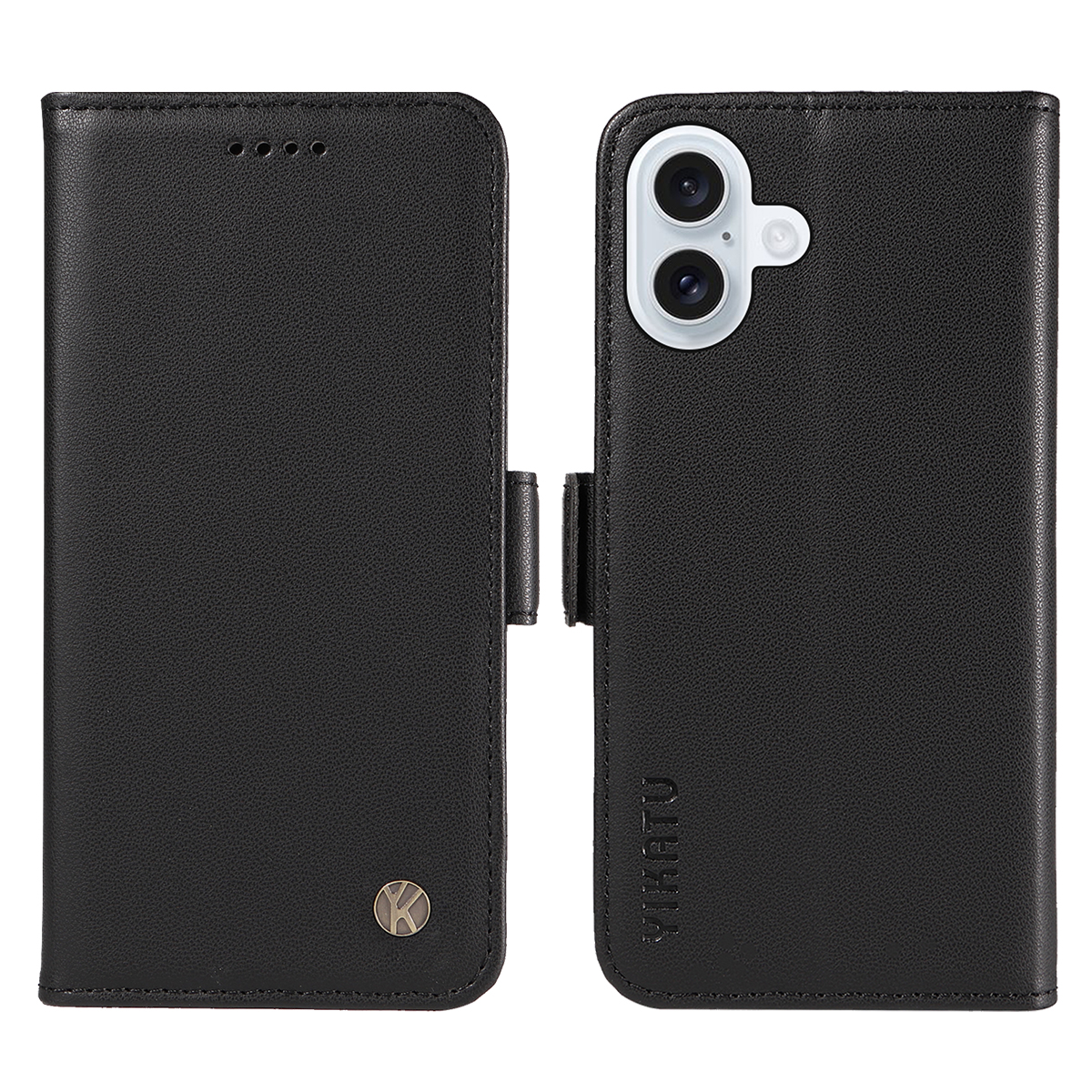 For iPhone 17 Wallet Phone Case YIKATU YK-003 Leather Stand Cover -  Black