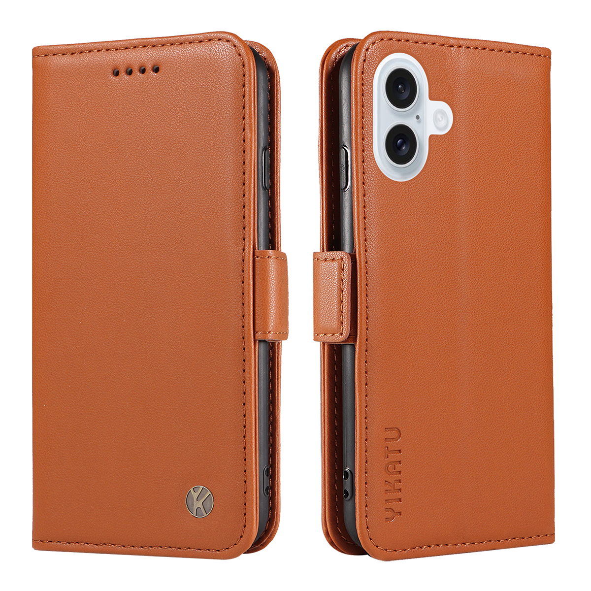 For iPhone 17 Wallet Phone Case YIKATU YK-003 Leather Stand Cover - Brown