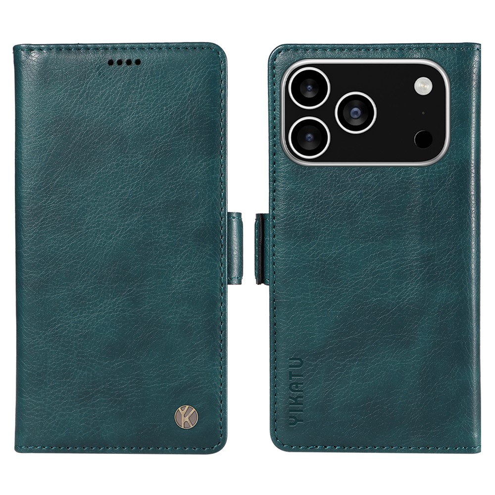 For iPhone 17 Pro Case YIKATU YK-007 Litchi Texture PU Leather Wallet Phone Cover - Blue