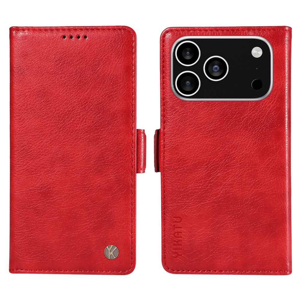 For iPhone 17 Pro Case YIKATU YK-007 Litchi Texture PU Leather Wallet Phone Cover - Red