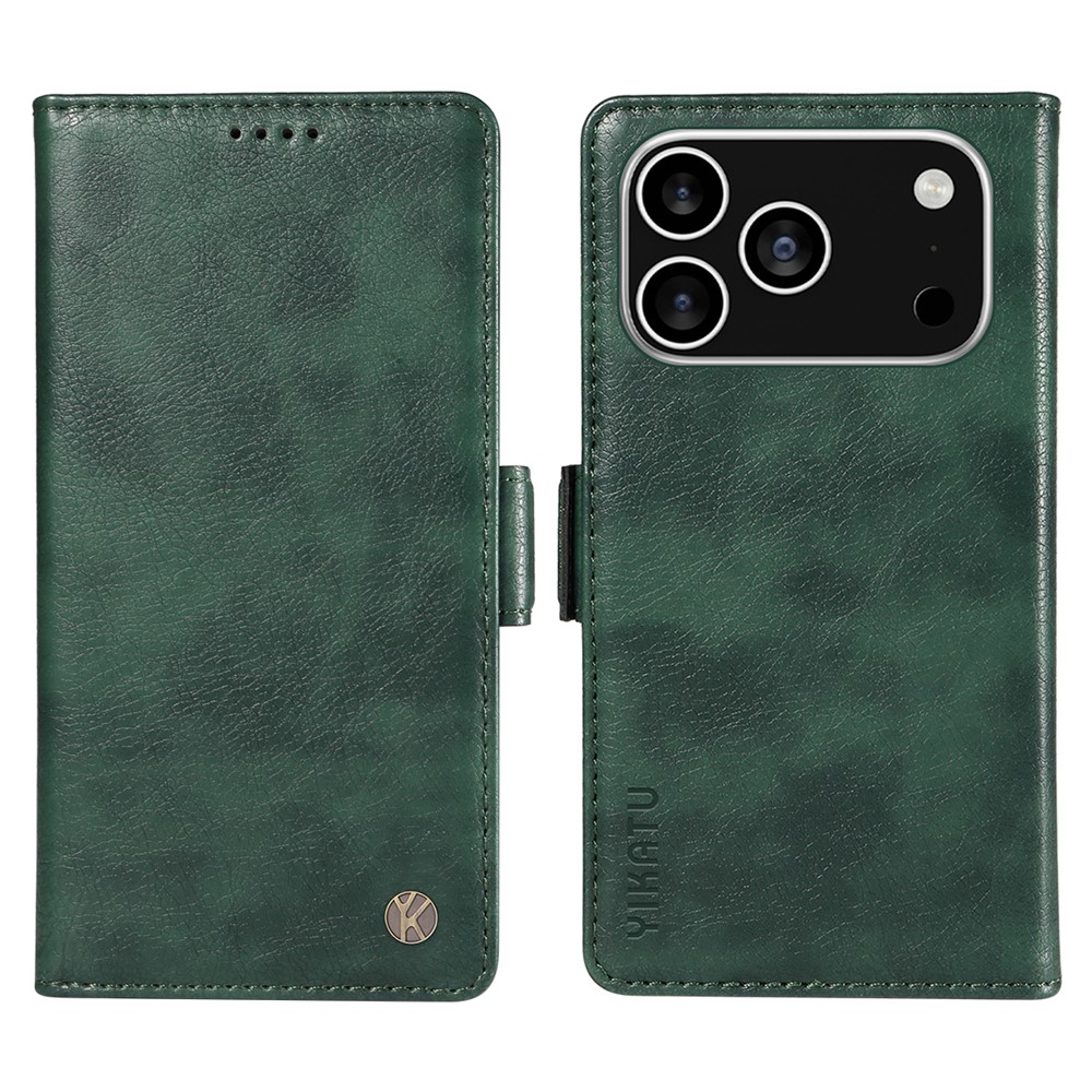 For iPhone 17 Pro Case YIKATU YK-007 Litchi Texture PU Leather Wallet Phone Cover - Green