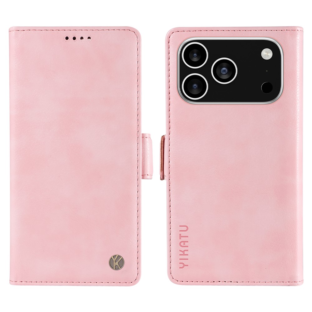 For iPhone 17 Pro Case YIKATU YK-007 Litchi Texture PU Leather Wallet Phone Cover - Pink