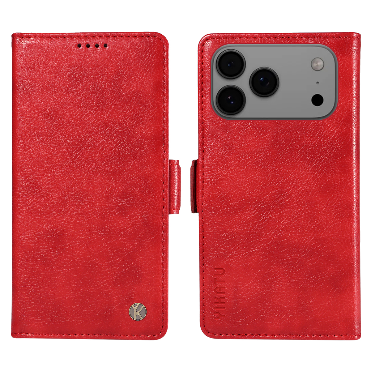 For iPhone 17 Pro Max Case YIKATU YK-007 Litchi Texture PU Leather Wallet Phone Cover - Red