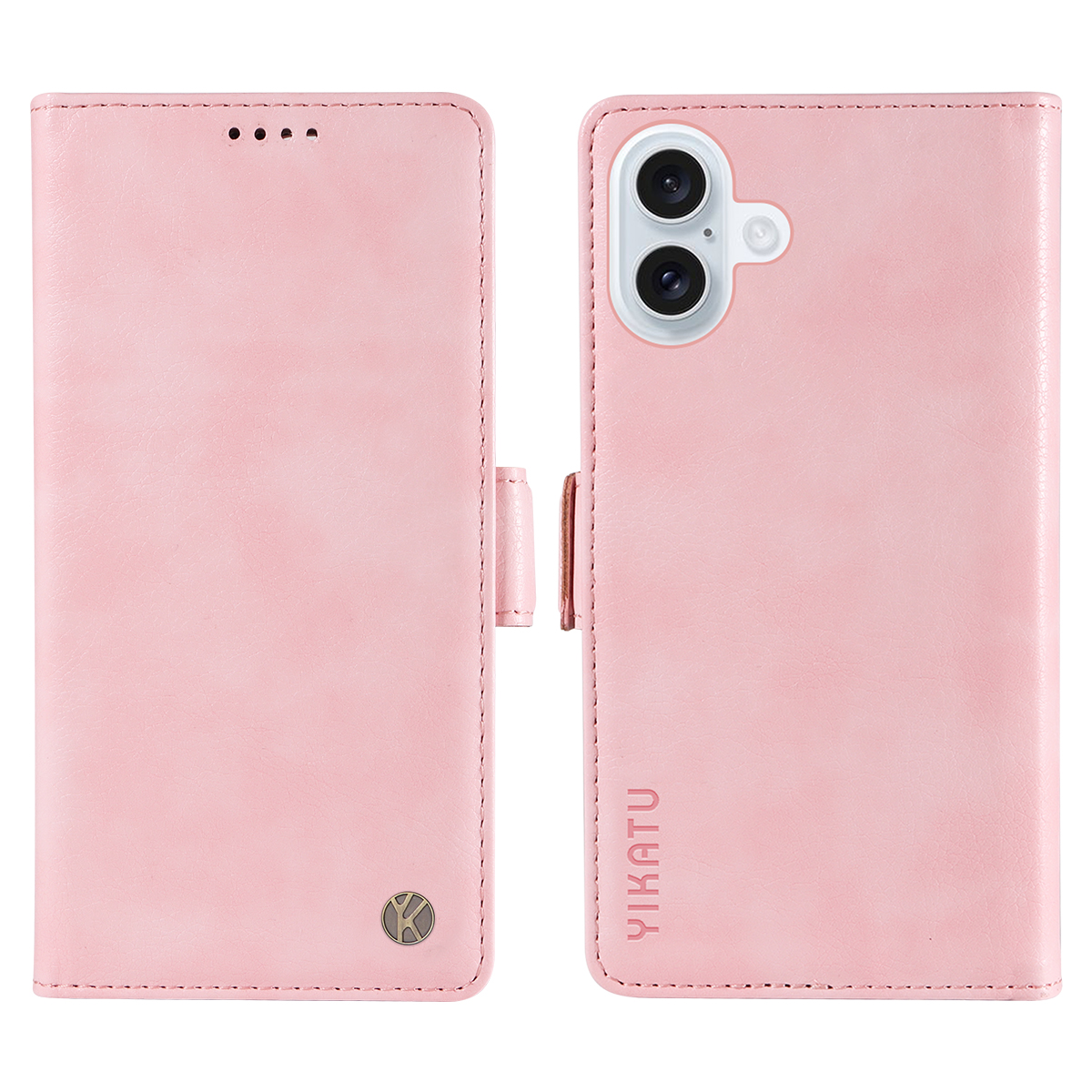 For iPhone 17 Case YIKATU YK-007 Litchi Texture PU Leather Wallet Phone Cover - Pink