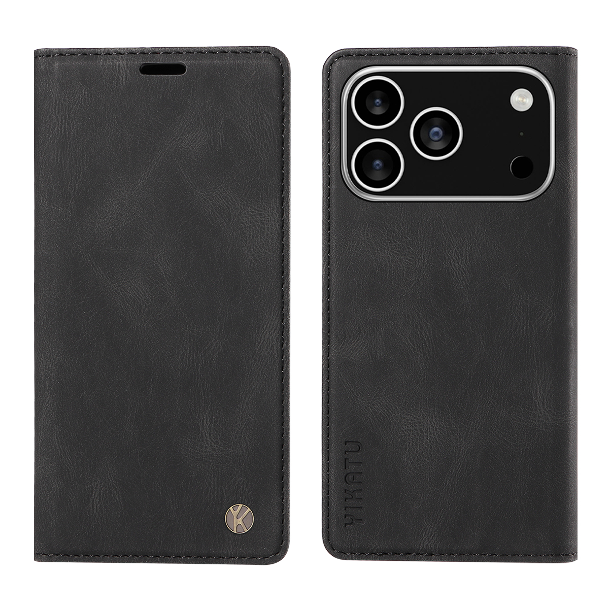 For iPhone 17 Pro Leather Cover YIKATU YK-004 Skin-Touch Wallet Phone Cases - Black