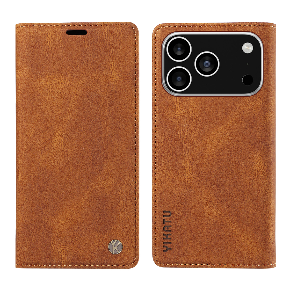 For iPhone 17 Pro Leather Cover YIKATU YK-004 Skin-Touch Wallet Phone Cases - Brown
